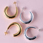 Boucles d'oreilles créoles ouvertes en argent sterling plaqué or