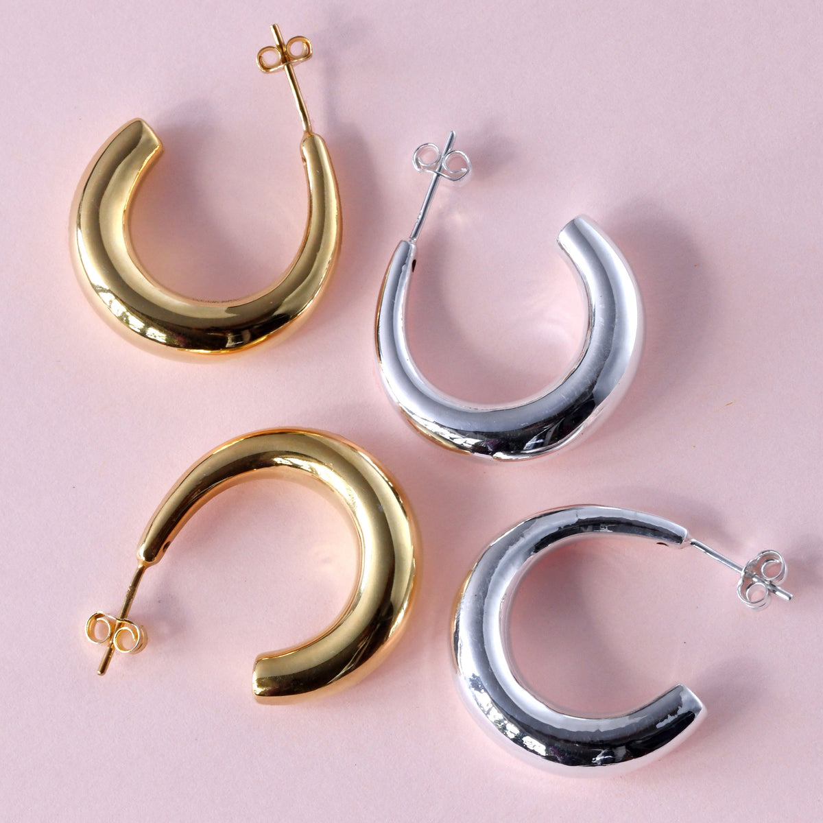 Boucles d'oreilles créoles épaisses ouvertes en argent sterling de 25 mm