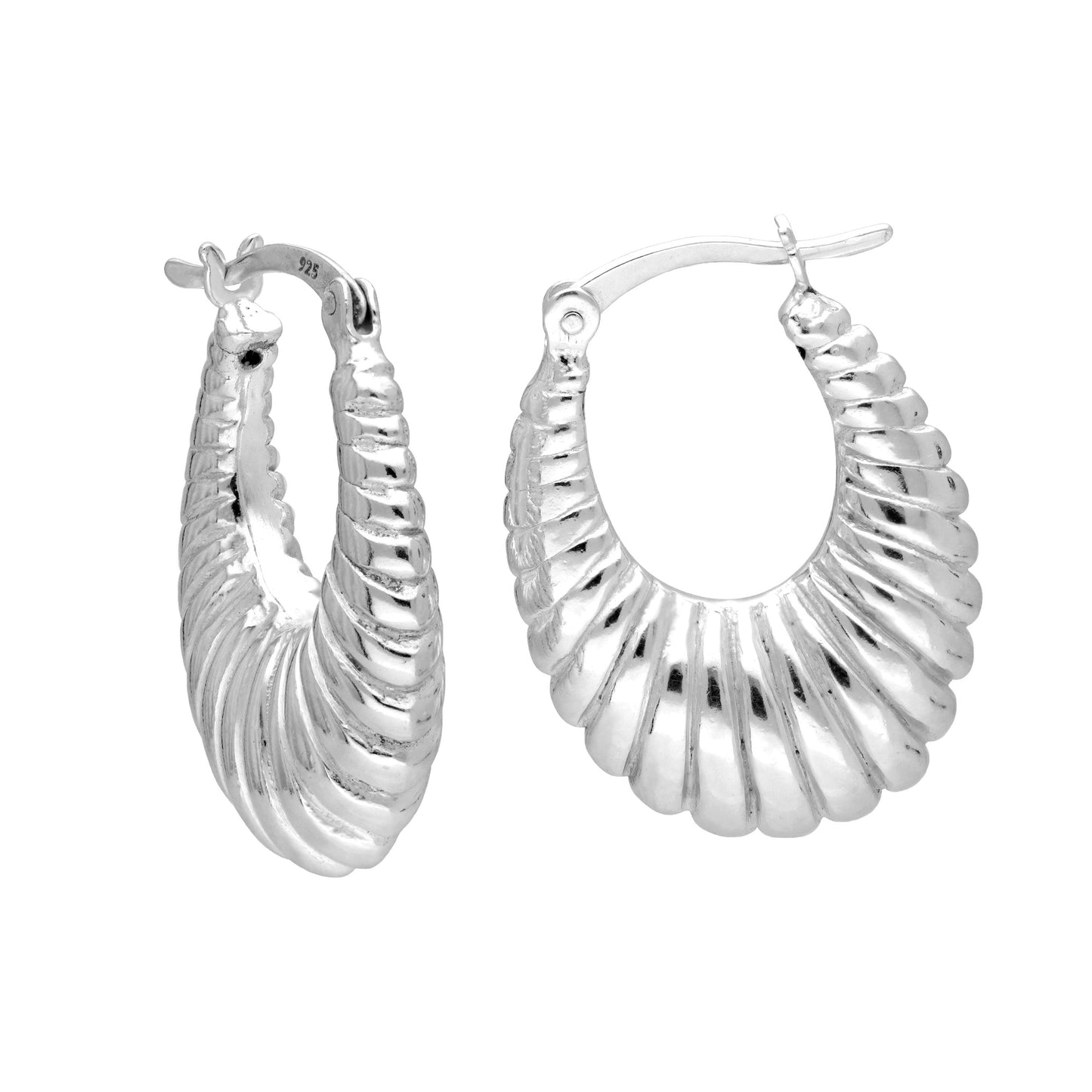 Boucles d'oreilles créoles ovales épaisses en argent sterling