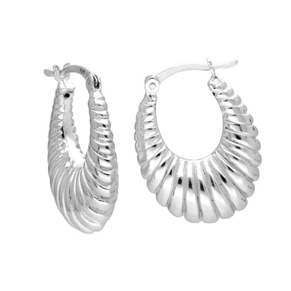 Boucles d'oreilles créoles ovales épaisses en argent sterling