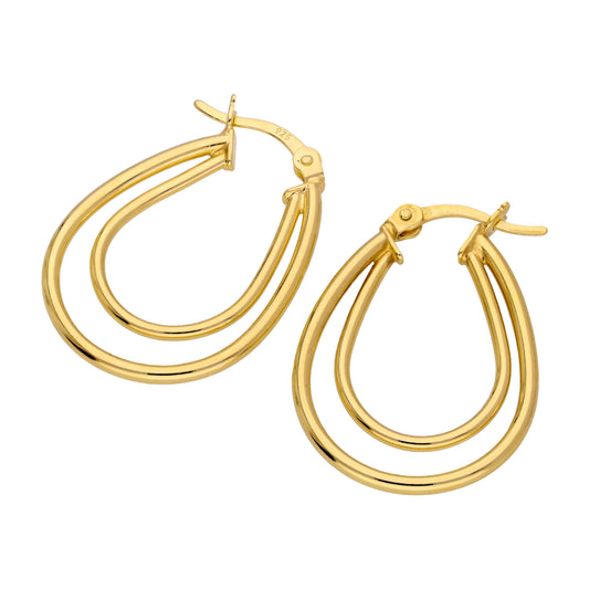 Boucles d'oreilles créoles ovales doubles en argent sterling plaqué or