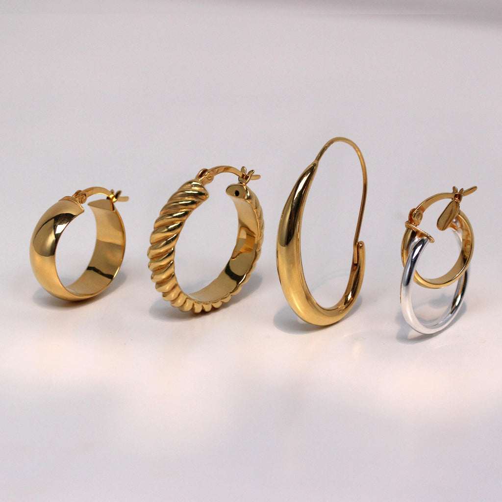 Boucles d'oreilles créoles épaisses en argent sterling plaqué or de 20 mm