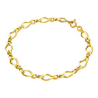 Bracelet chaîne Figaro en argent sterling plaqué or 18 cm