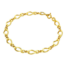 Bracelet chaîne Figaro en argent sterling plaqué or 18 cm