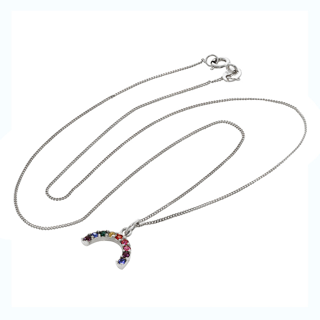 Collier arc-en-ciel en argent sterling avec zircones cubiques de 35 à 81 cm