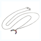 Collier arc-en-ciel en argent sterling avec zircones cubiques de 35 à 81 cm