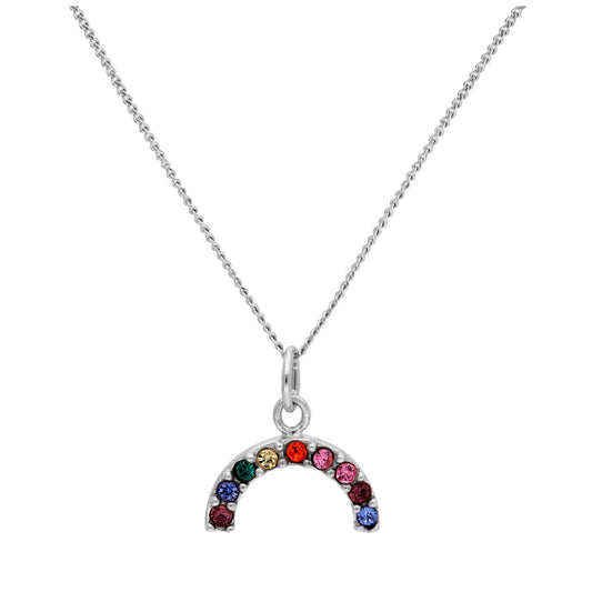 Collier arc-en-ciel en argent sterling avec zircones cubiques de 35 à 81 cm