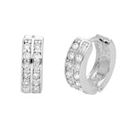 Petites boucles d'oreilles créoles doubles en argent sterling et zircones cubiques