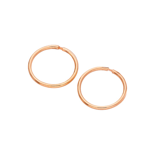 Boucles d'oreilles créoles dormeuses en argent sterling plaqué or rose de 10 mm