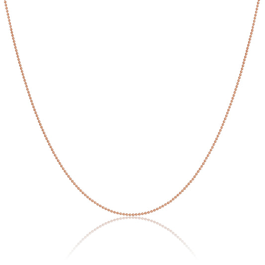 Chaîne à billes en argent sterling plaqué or rose de 1 mm, 35,6 cm