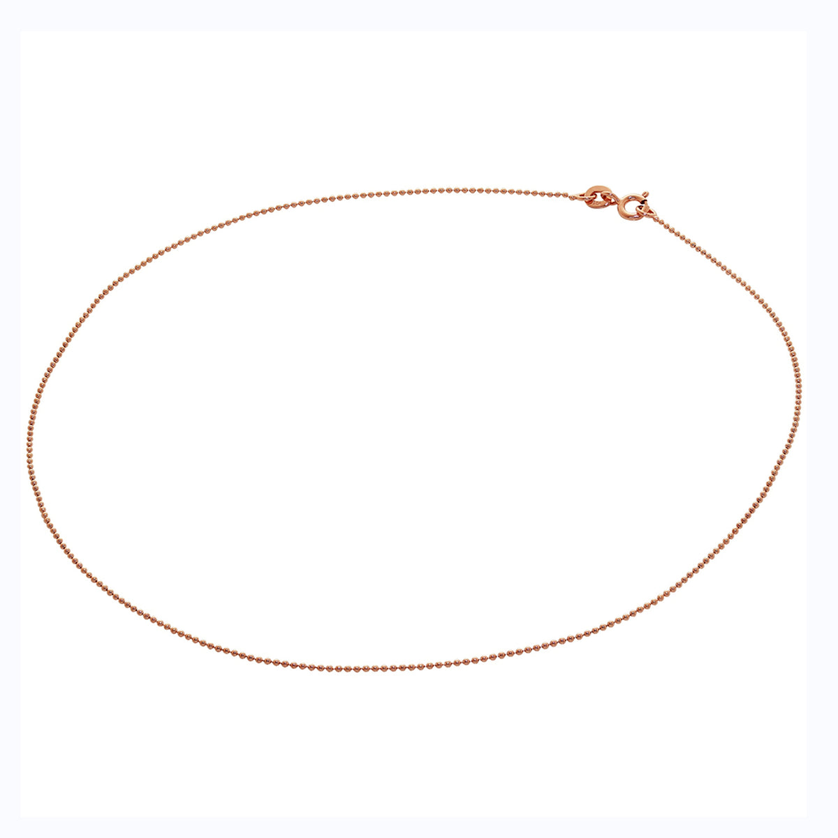 Chaîne à billes en argent sterling plaqué or rose de 1 mm, 35,6 cm