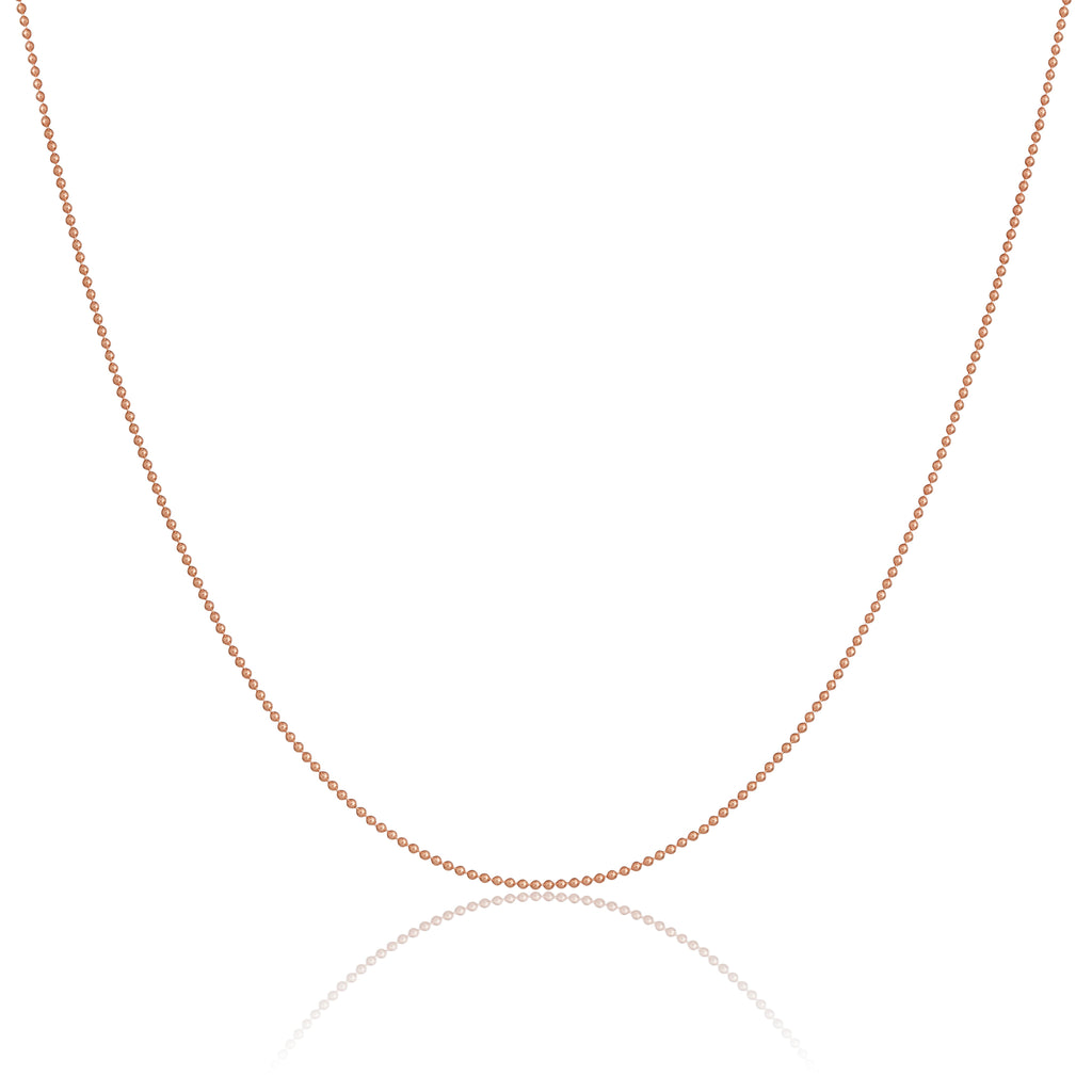 Chaîne à billes en argent sterling plaqué or rose de 1 mm, 35,6 cm