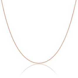 Chaîne à billes en argent sterling plaqué or rose de 1 mm, 35,6 cm