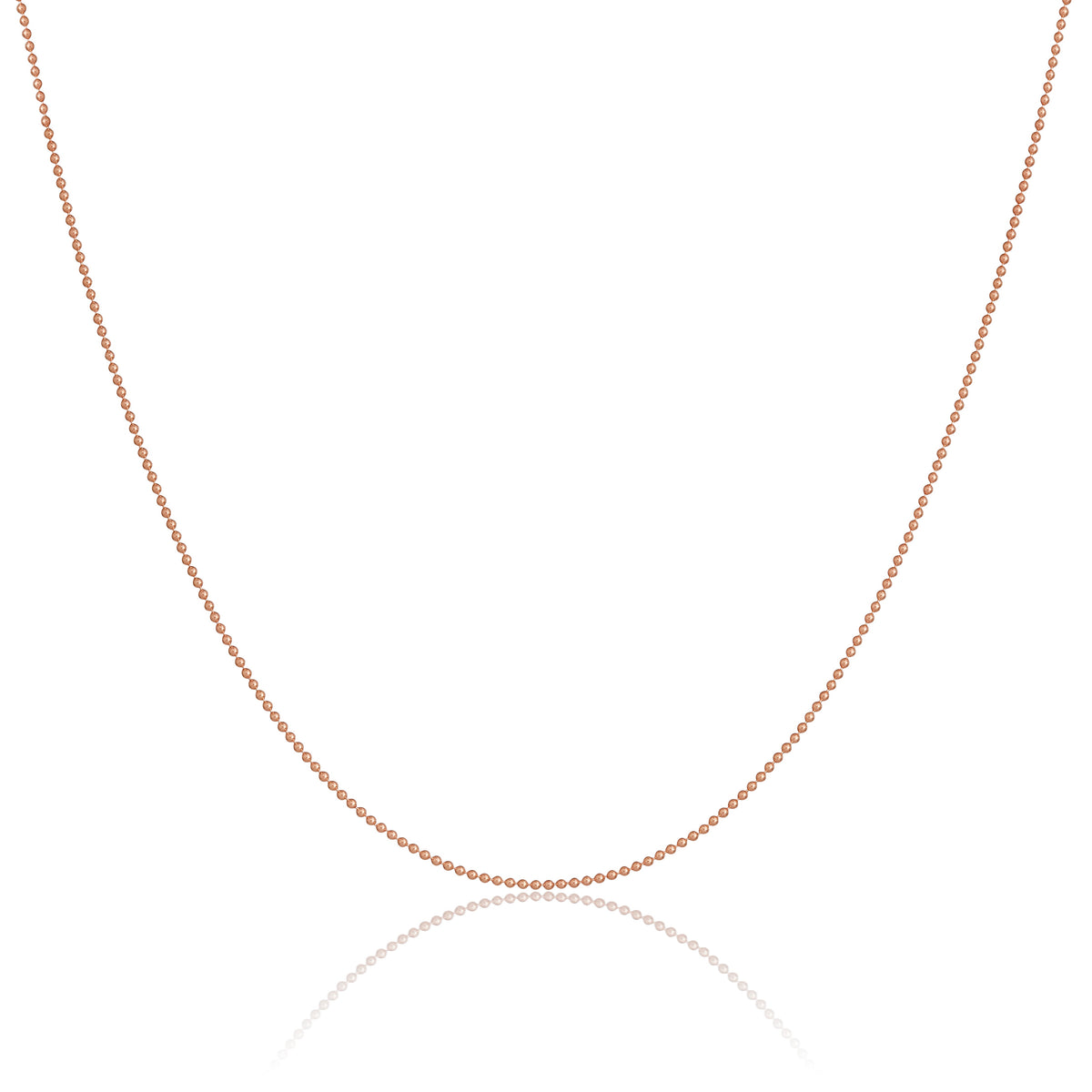 Chaîne à billes en argent sterling plaqué or rose de 1 mm, 35,6 cm