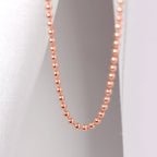 Chaîne à billes en argent sterling plaqué or rose de 1 mm, 55 cm