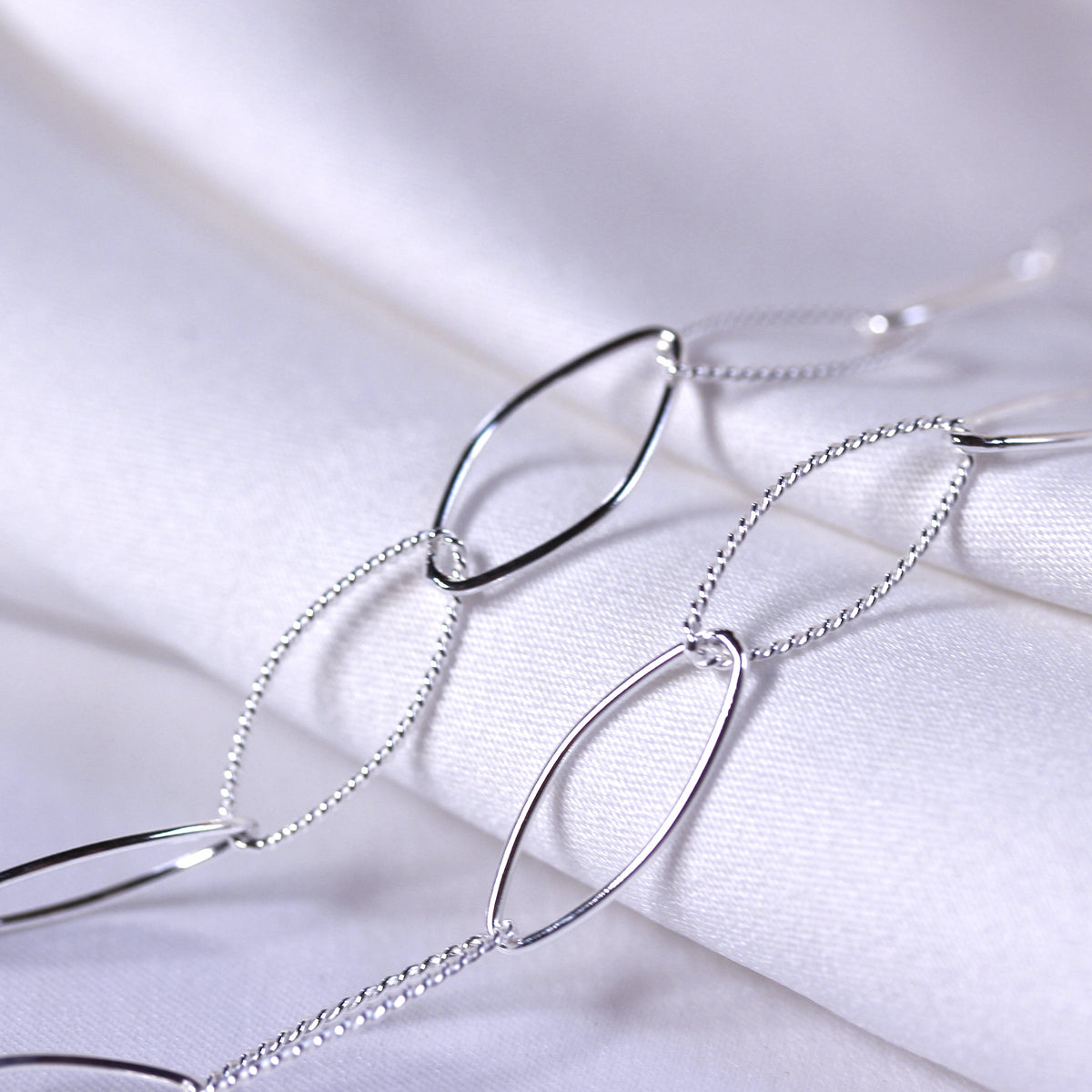 Collier à maillons ovales torsadés en argent sterling 35 cm + 5 cm