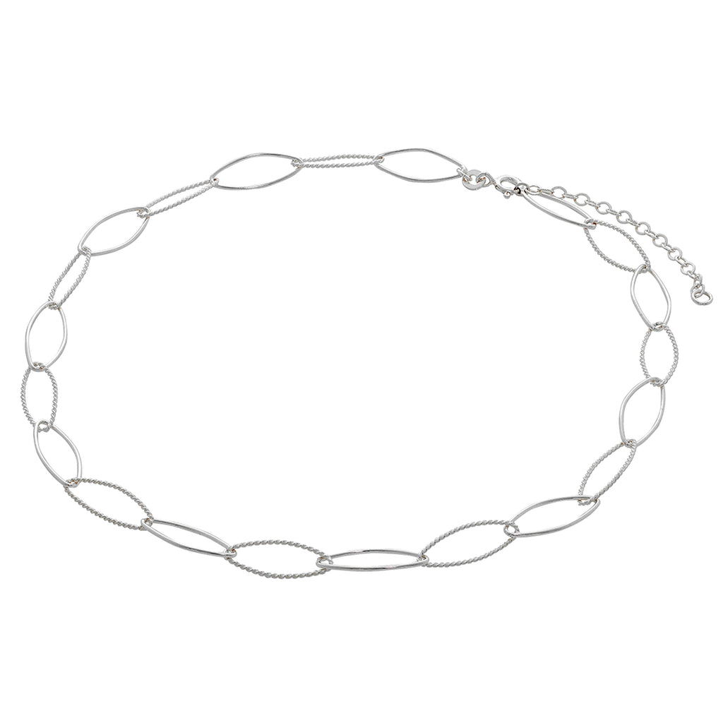 Collier à maillons ovales torsadés en argent sterling 35 cm + 5 cm