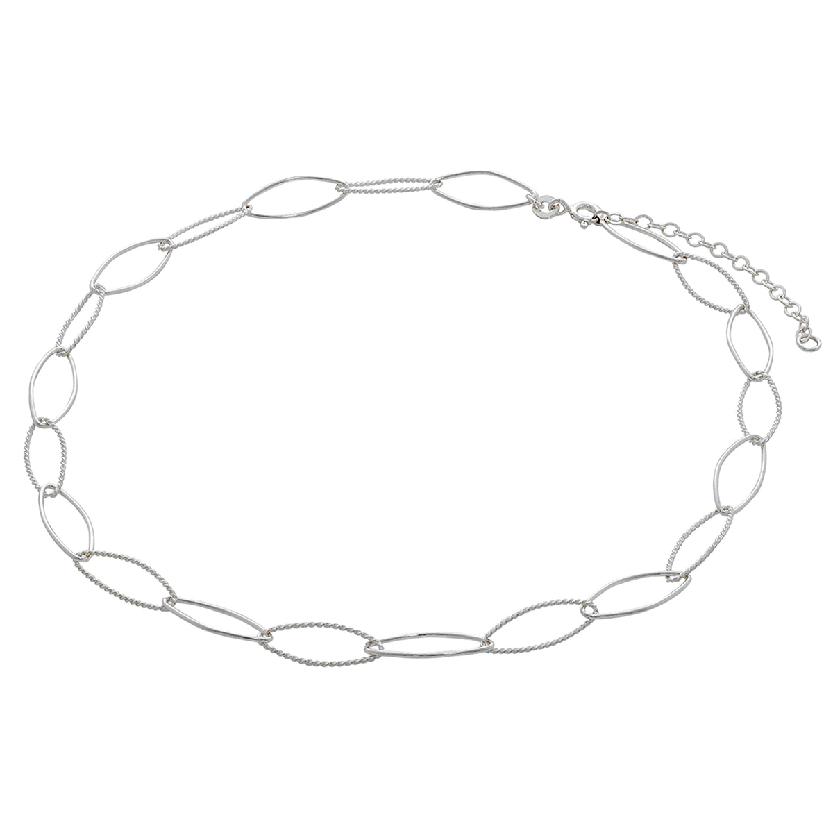 Collier à maillons ovales torsadés en argent sterling 35 cm + 5 cm