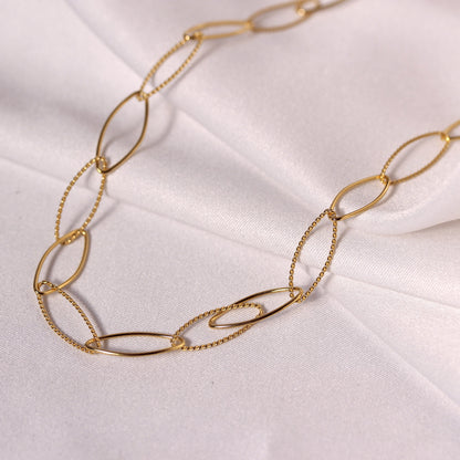 Collier à maillons ovales en argent sterling plaqué or 14 + 2 pouces