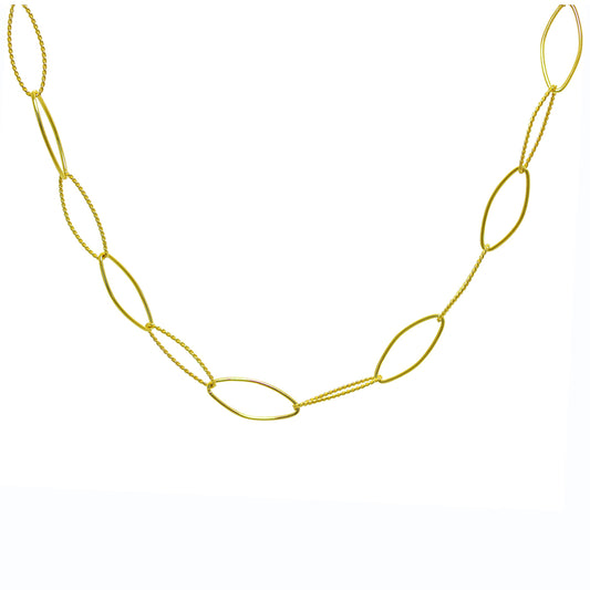 Collier à maillons ovales en argent sterling plaqué or 14 + 2 pouces