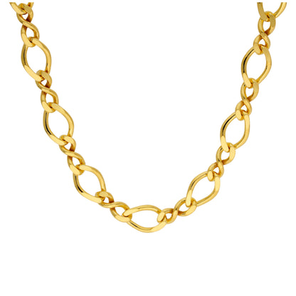 Collier à maillons torsadés Figaro en argent sterling plaqué or de 40 à 45 cm