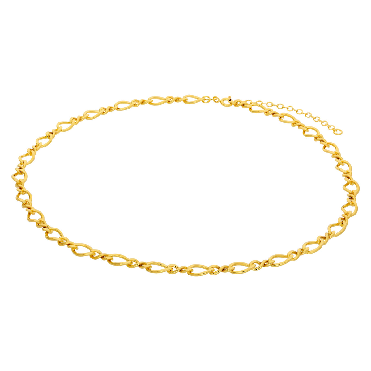 Collier à maillons torsadés Figaro en argent sterling plaqué or de 40 à 45 cm