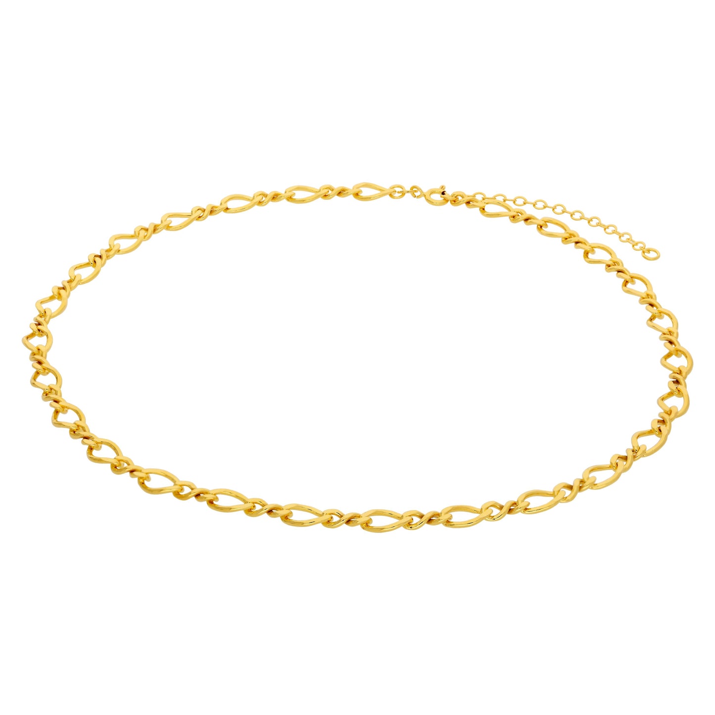 Collier à maillons torsadés Figaro en argent sterling plaqué or de 40 à 45 cm
