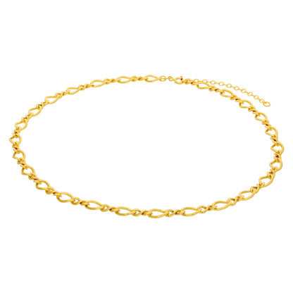 Collier à maillons torsadés Figaro en argent sterling plaqué or de 40 à 45 cm