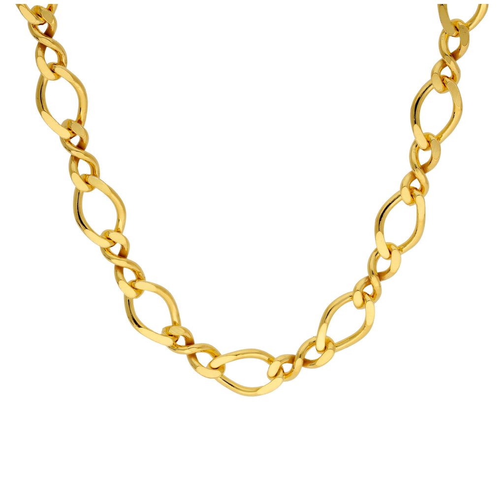 Collier à maillons torsadés Figaro en argent sterling plaqué or de 40 à 45 cm