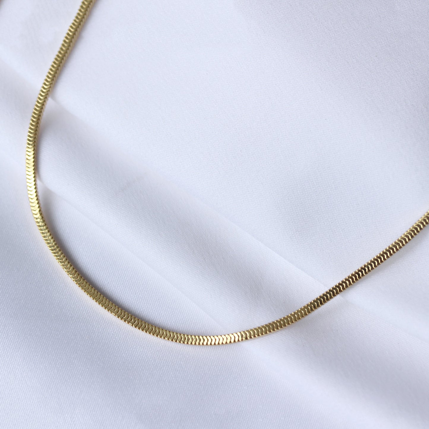 Collier serpent carré en argent sterling plaqué or de 2 mm, 40 à 45 cm