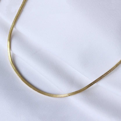 Collier serpent carré en argent sterling plaqué or de 2 mm, 40 à 45 cm