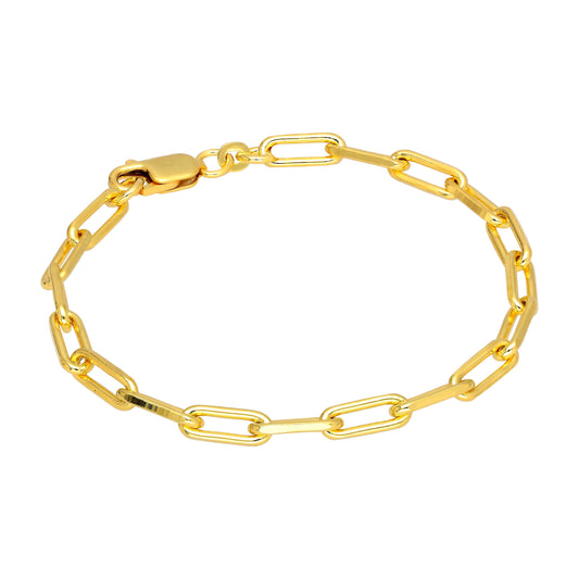 Bracelet à maillons longs en argent sterling plaqué or de 18 cm