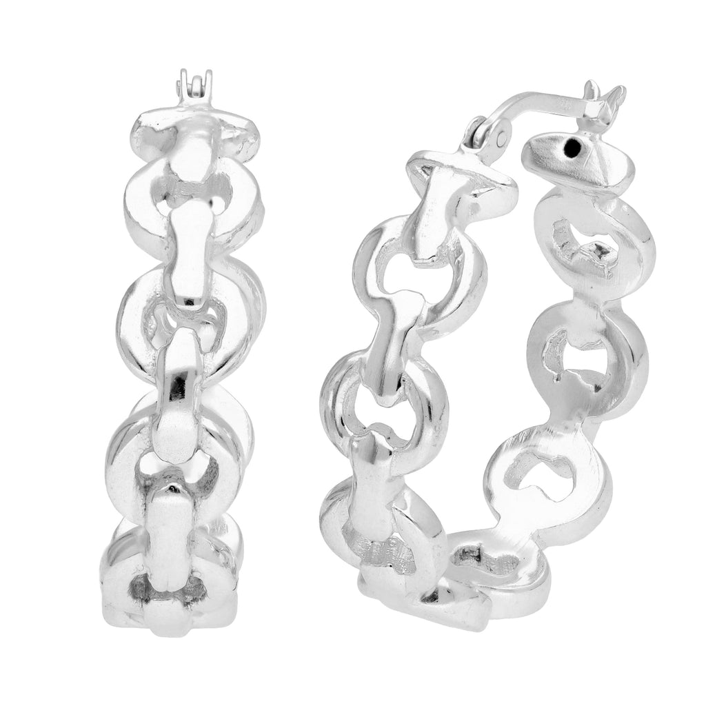 Boucles d'oreilles créoles rondes à gros maillons en argent sterling de 28 mm