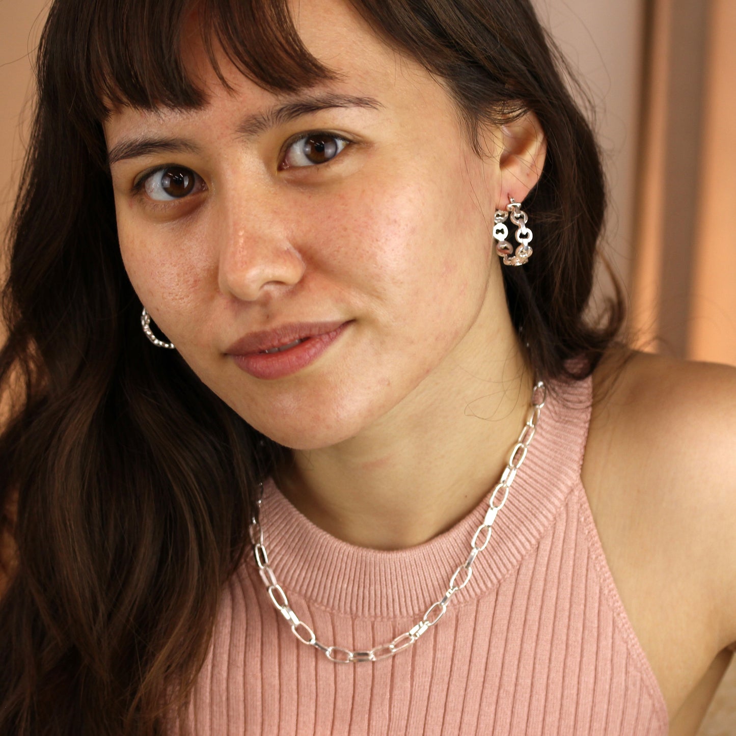 Boucles d'oreilles créoles rondes à gros maillons en argent sterling de 28 mm