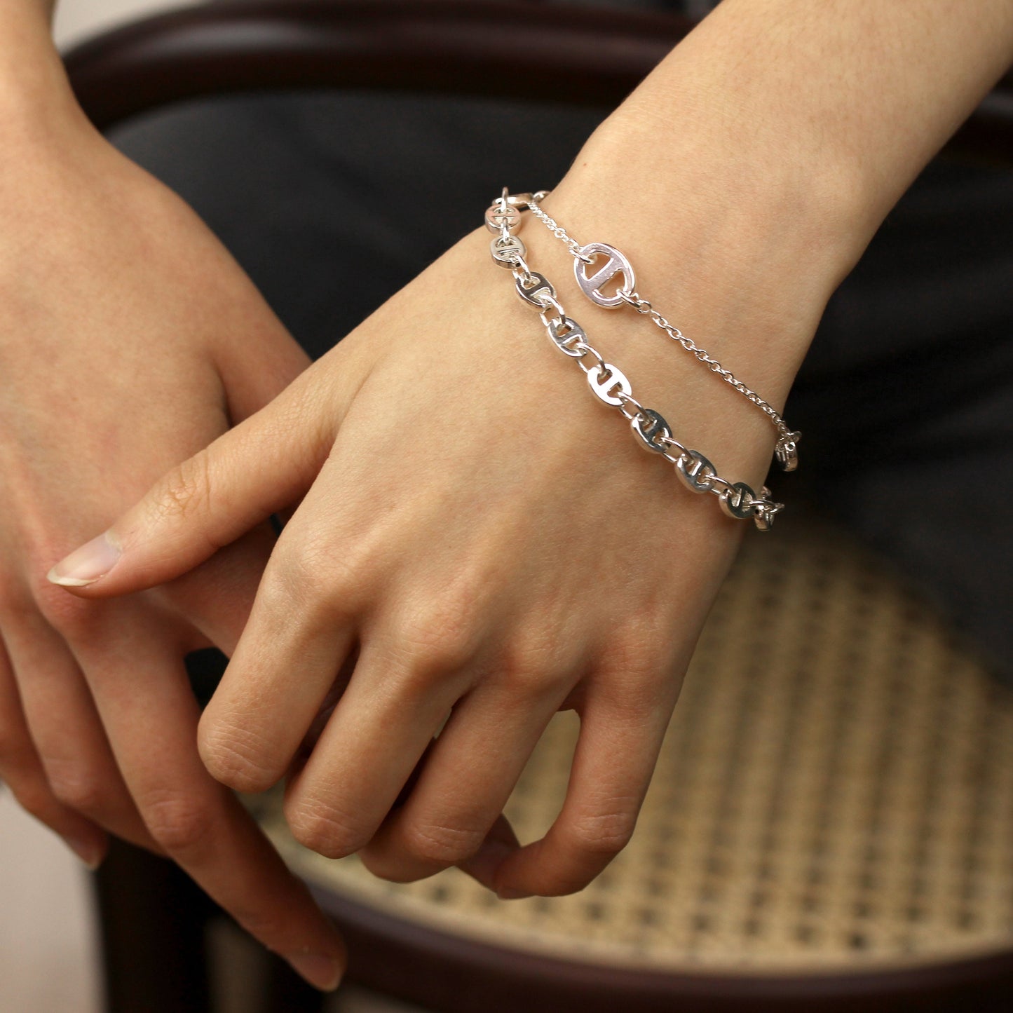 Bracelet à maillons épais en argent sterling de 19 cm