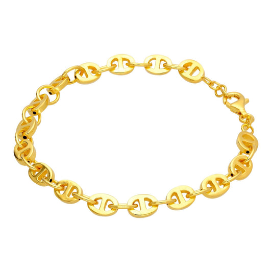 Bracelet à gros maillons épais en argent sterling plaqué or jaune