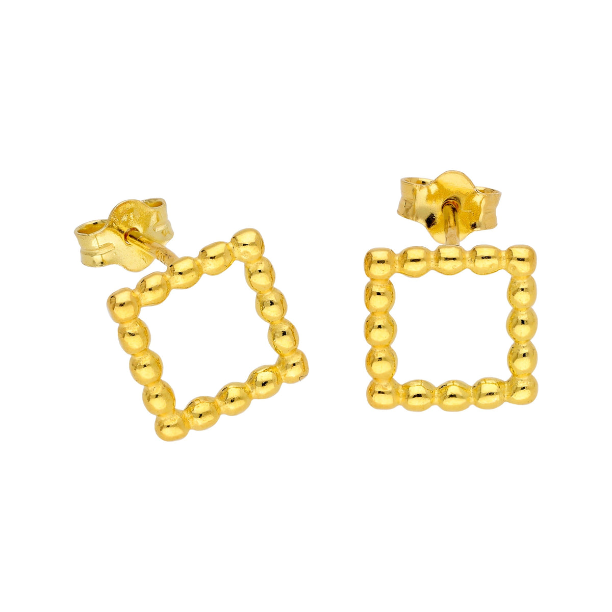 Boucles d'oreilles à tige carrées ouvertes en argent sterling plaqué or