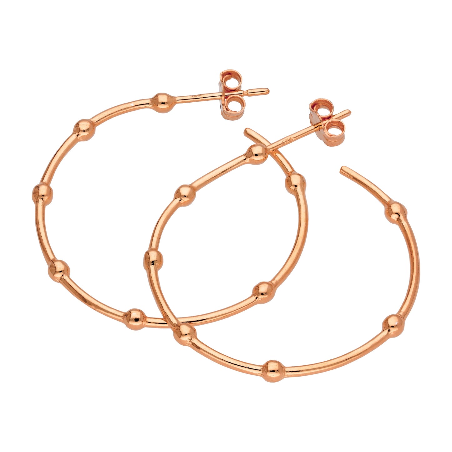 Boucles d'oreilles créoles à pompons en argent sterling plaqué or rose