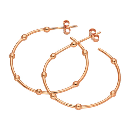 Boucles d'oreilles créoles à pompons en argent sterling plaqué or rose