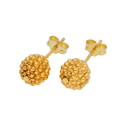 Boucles d'oreilles à tige en argent sterling plaqué or avec perles de 8 mm