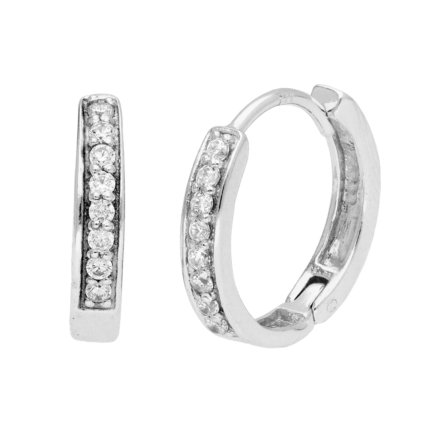 Boucles d'oreilles créoles en argent sterling avec zircones cubiques transparents de 15 mm