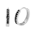 Boucles d'oreilles créoles en argent sterling avec zircones cubiques noires de 15 mm