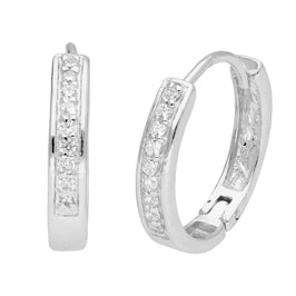 Boucles d'oreilles créoles en argent sterling avec pavé de zircones cubiques de 19 mm