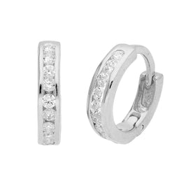 Boucles d'oreilles créoles en argent sterling serties de zircones cubiques de 14 mm