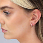 Boucles d'oreilles créoles en argent sterling plaqué or rose avec zircones cubiques de 14 mm