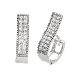 Boucles d'oreilles créoles doubles en argent sterling et zircones cubiques
