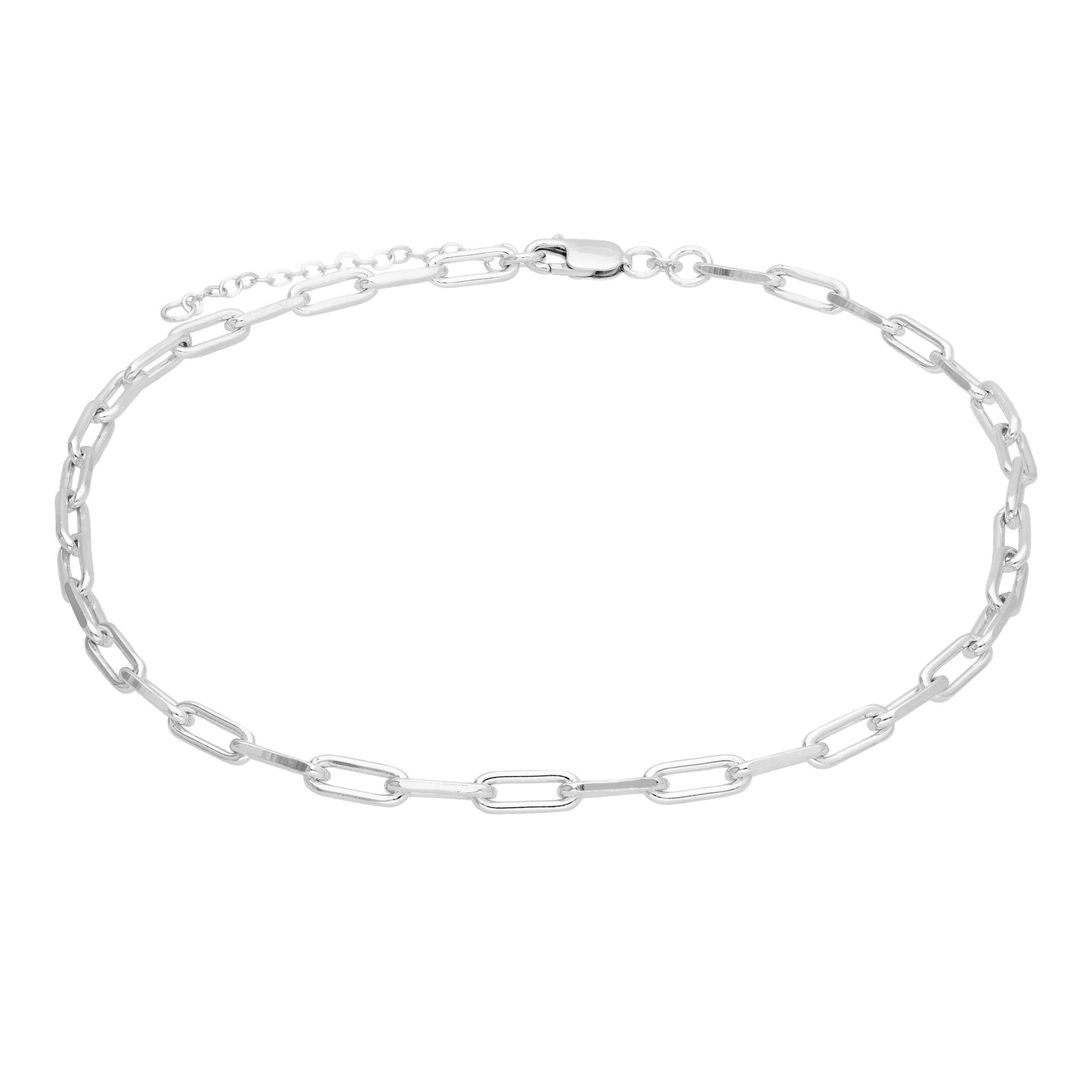 Collier ras du cou à longs maillons en argent sterling de 35 à 40 cm