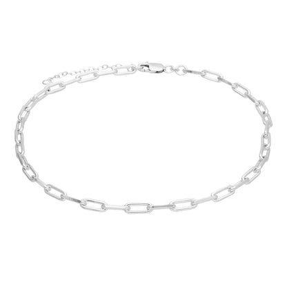 Collier ras du cou à longs maillons en argent sterling de 35 à 40 cm