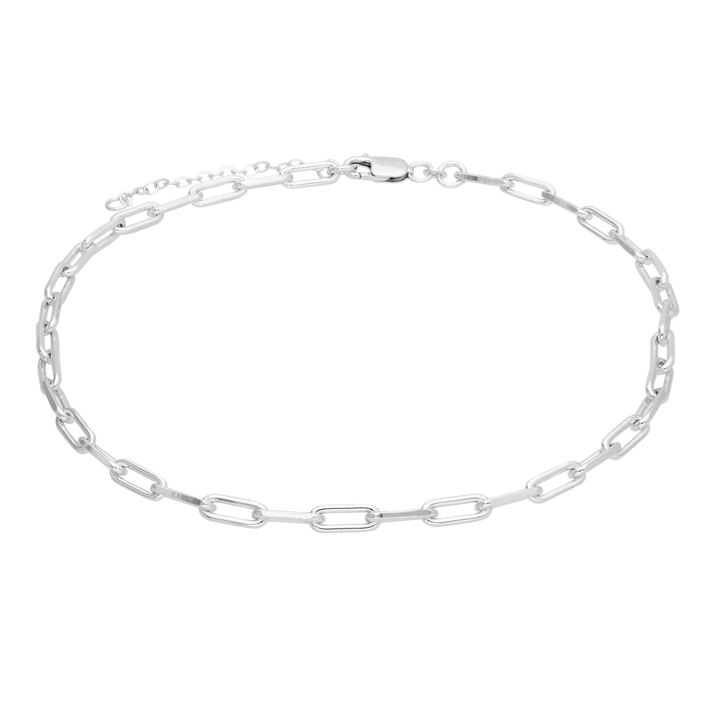 Collier ras du cou à longs maillons en argent sterling de 35 à 40 cm