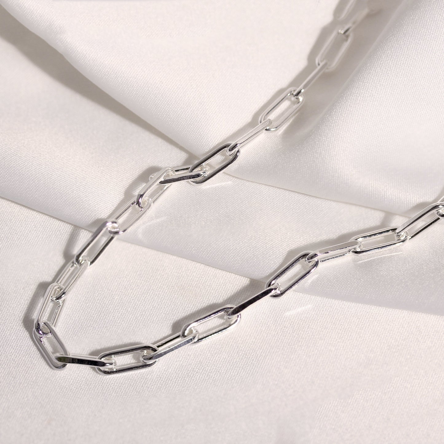 Collier ras du cou à longs maillons en argent sterling de 35 à 40 cm